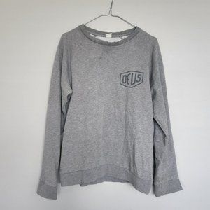 Deus Distressed Grey Sweater Unisex Jumper Cardigan Sweatshirt